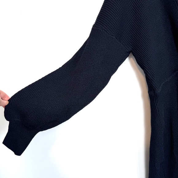 NWT GANNI Dress Dark Navy V-Neck Wrap-effect Ribbed-knit Mini Skirt Size M - Picture 8 of 13